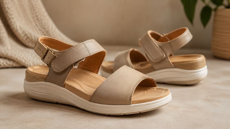 Comfortable Orthopedic Sandals for Everyday Life Orthopedic sandal with contoured footbed, cushioning and adjustable straps
