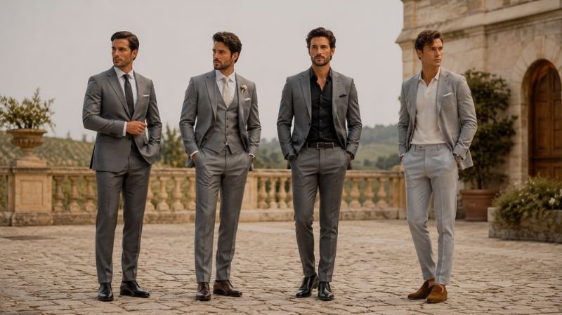 What Shoes to Wear With a Grey Suit for Every Occasion Grey suit styled for wedding office interview and casual occasions