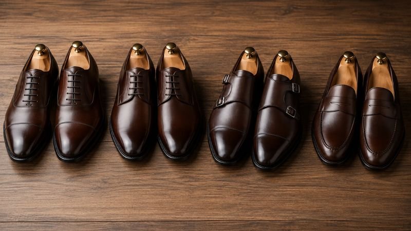 Dark Brown Shoes With Dark Grey Suit: Complete Style Rules Different dark brown dress shoe styles for grey suits