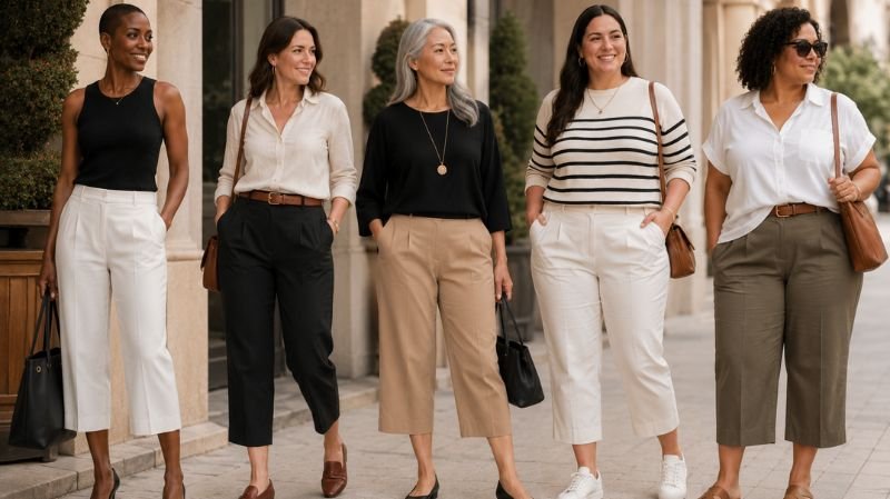 Michelle Obama’s Pigtails & Capri Pants: Fashion or Trend? Women with different body shapes wearing flattering modern capri pants outfits