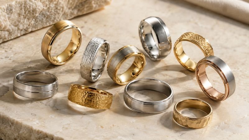 Yellow gold, white gold, mixed metal, matte, and textured wedding ring designs