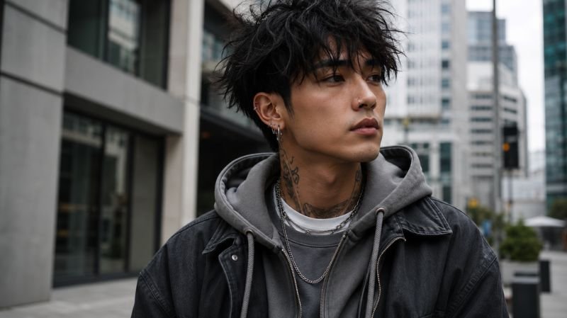 Nose ring styled with modern streetwear