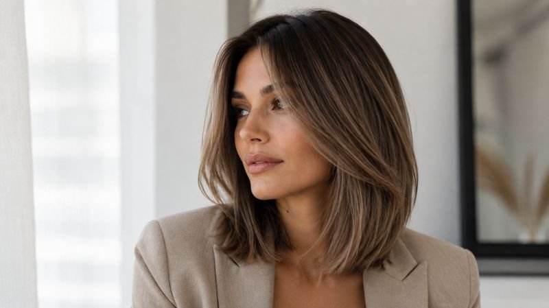 Light ash brown hair with cool muted tones and subtle dimensional highlights