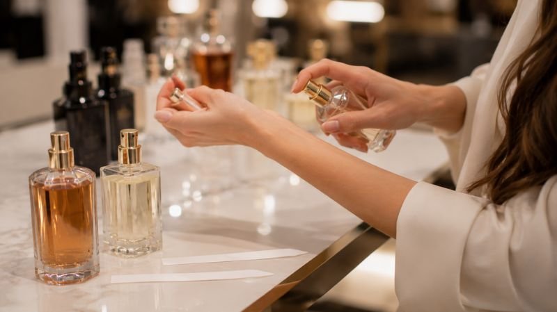 Testing different perfumes on separate pulse points
