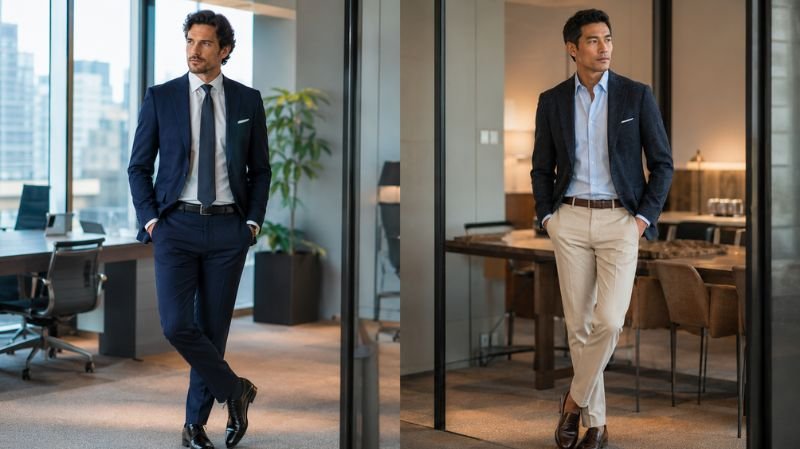 business professional versus business casual men's outfits