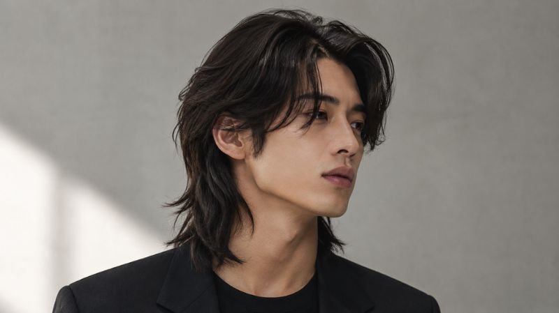 Korean-inspired long layered hairstyle for men