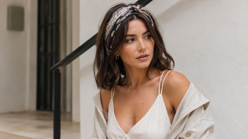 How To Choose The Right Bandana Size For Different Hairstyles Medium-length hairstyle with a bandana headband