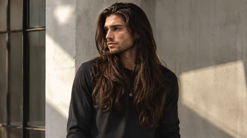 Very long layered haircut for men