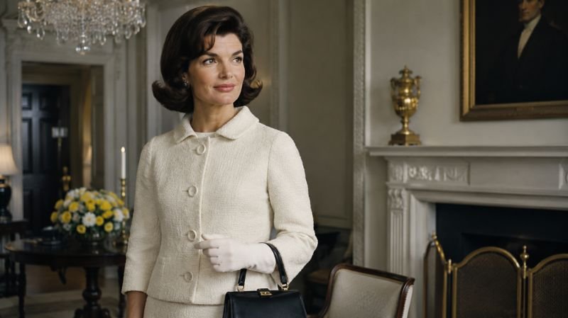 Jackie Kennedy wearing a sophisticated 1960s White House fashion look