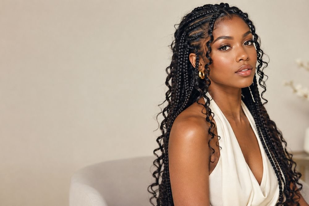 55 Goddess Braids Hairstyles: Cute, Trendy & Elegant Ideas goddess braids hairstyles with loose curls and waves