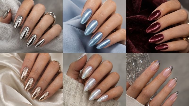 Winter Nails 2026: 30+ Trendy Nail Designs, Colors & Ideas Chrome, velvet cat-eye, pearl chrome and metallic French winter nails