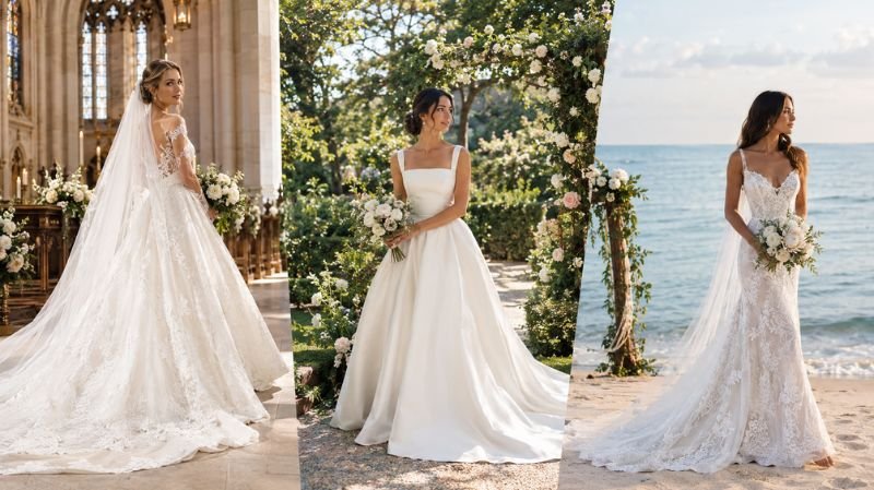 Wedding dresses for cathedral garden and beach venues