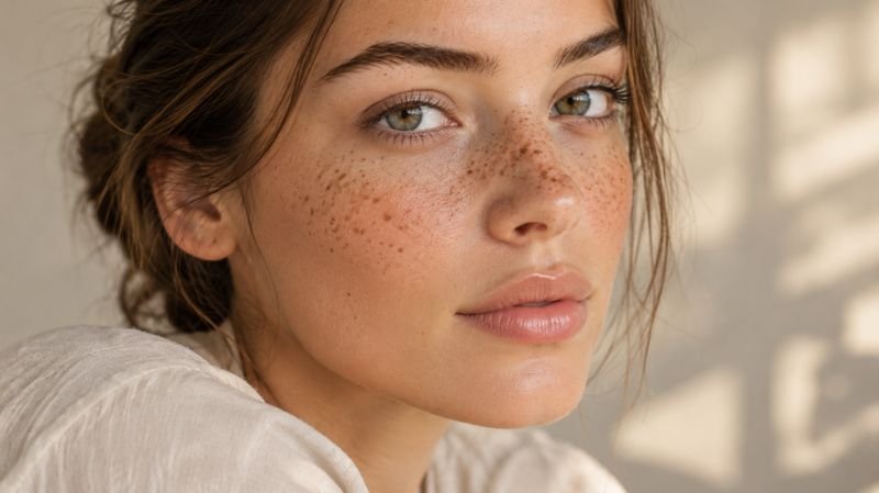 Natural freckle tattoo placement across nose and cheeks