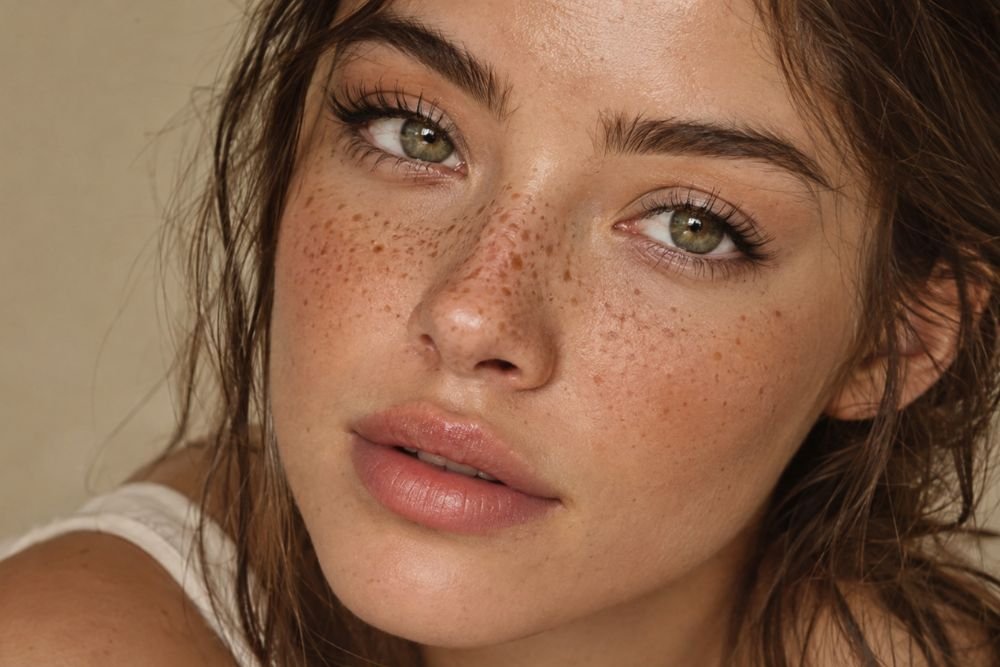 Freckle tattoos across the nose and cheeks