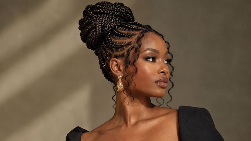 55 Goddess Braids Hairstyles: Cute, Trendy & Elegant Ideas goddess braids high ponytail and bun styling ideas
