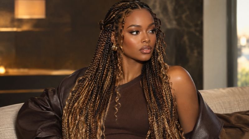 55 Goddess Braids Hairstyles: Cute, Trendy & Elegant Ideas colorful goddess braids with ombre and highlighted extensions