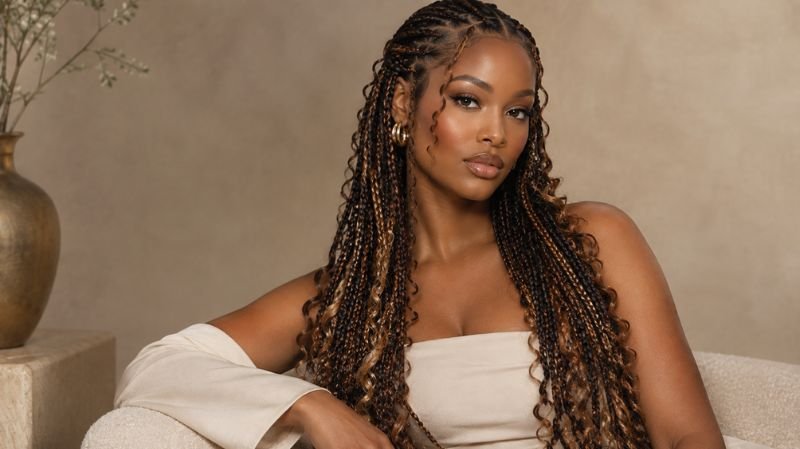 55 Goddess Braids Hairstyles: Cute, Trendy & Elegant Ideas goddess braids in black brown blonde burgundy and caramel colors