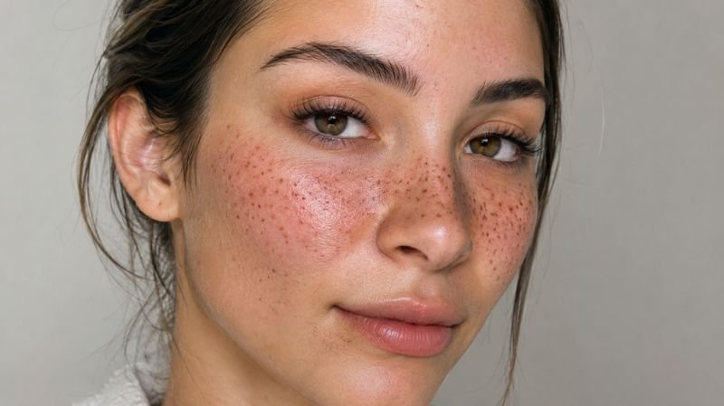 Fresh freckle tattoos during early healing