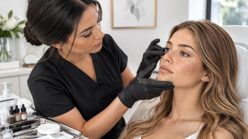 Freckle tattoo consultation and facial mapping