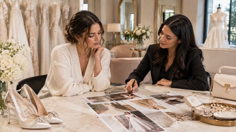 Bride preparing for a wedding dress shopping appointment