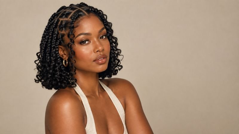 55 Goddess Braids Hairstyles: Cute, Trendy & Elegant Ideas short goddess braid bob with curly ends
