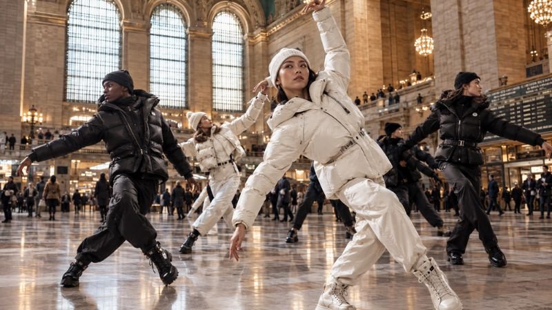 Moncler Exhibition New York Fashion Week: What to Know Moncler Grenoble dancers at Grand Central Terminal 2011
