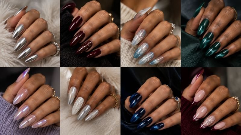 Winter Nails 2026: 30+ Trendy Nail Designs, Colors & Ideas Long winter nails with chrome, snowflake, aura and jewel-tone designs