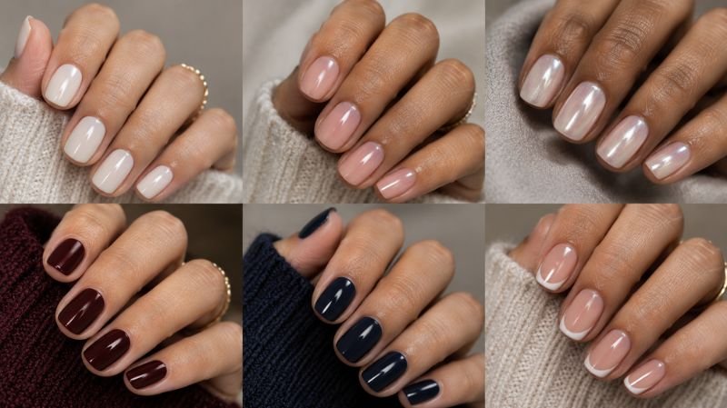 Winter Nails 2026: 30+ Trendy Nail Designs, Colors & Ideas Winter nails for short nails with milky white, burgundy, pearl and micro-French designs