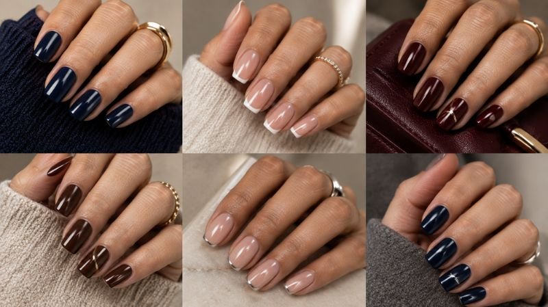 Winter Nails 2026: 30+ Trendy Nail Designs, Colors & Ideas Winter square and squoval nails with French tips and geometric designs