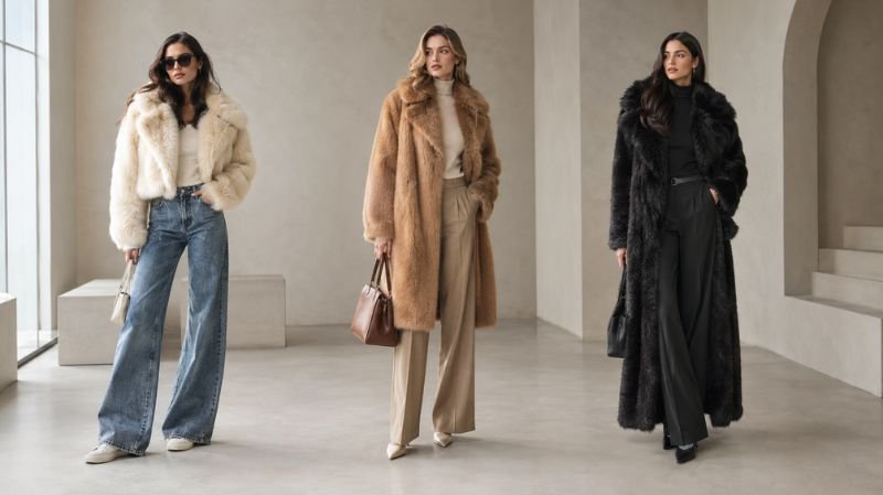 How to Wear a Fur Coat: 15 Stylish Outfit Ideas Cropped, mid-length, and long fur coats styled with coordinated winter outfits
